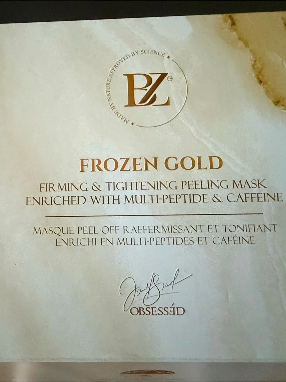 Below Zero Frozen Gold firming and tightening peeling mask, peptide and caffeine